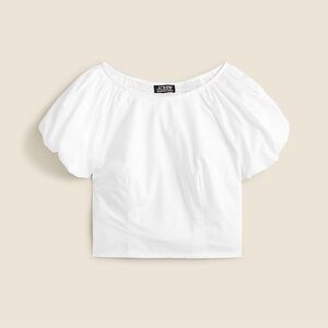 J. Crew Classic White Blouse with Puff Sleeves I Regenerative Cotton